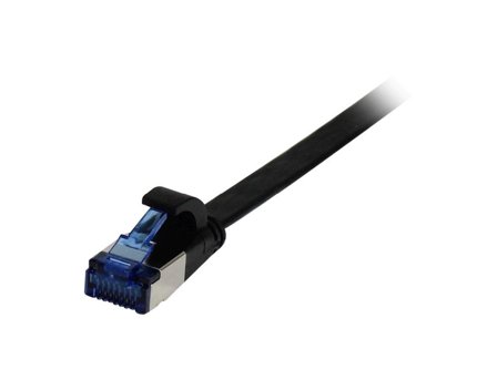 SYNERGY Patchkabel RJ45, CAT6A 500Mhz, 0,15m, schwarz, U/FTP, flach, TPE(Superflex), AWG32, Synergy 21
