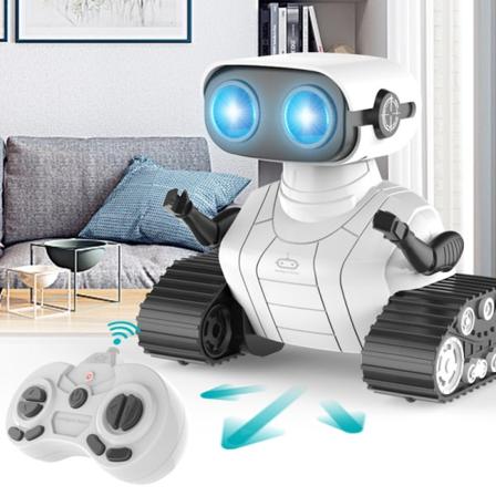 Robotlegetøj, genopladelige børnerobotter til piger og drenge, fjernbetjent legetøj med LED-øjne og musik, til børn i alderen 3+ - HVID...