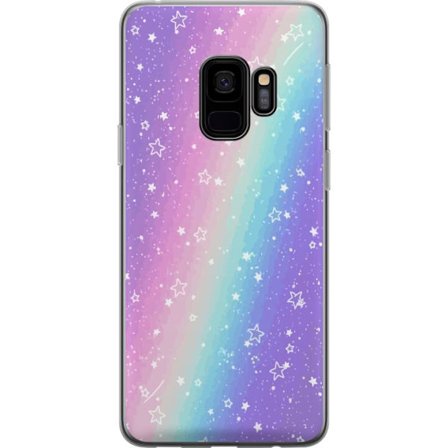 Kompatibelt Mobildeksel til Samsung Galaxy S9 Rainbow-farget pastellbakgrunn med hvite stjerner og gnistrende prikker i myk overgang