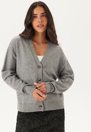 VILA Viril V-neck Knit Cardigan Medium Grey Melange Tøj