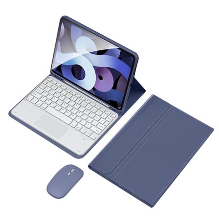 Trådløst tastatur etui med mus til iPad 10.9 (2022), PU Folio Flip Cover Bluetooth tastatur etui