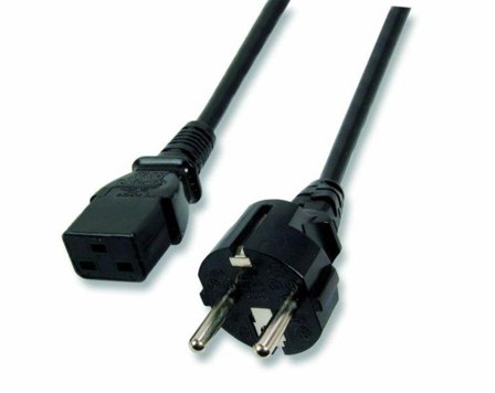 OEM Netzkabel 230V Schutzkontakt CEE7(Stecker)->Kaltgeräte IEC-C19(Buchse), 1,8m, 16A,