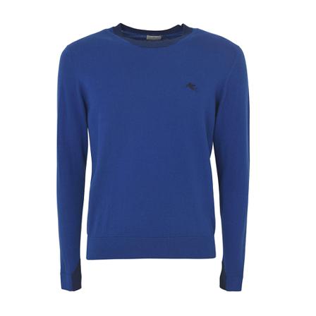 Etro C Neck Strik Blå, Herre Strik, Størrelse: S