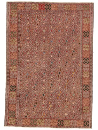 Kelim Golbarjasta Teppich 204X291 Braun/Dunkelrot Wolle, Afghanistan