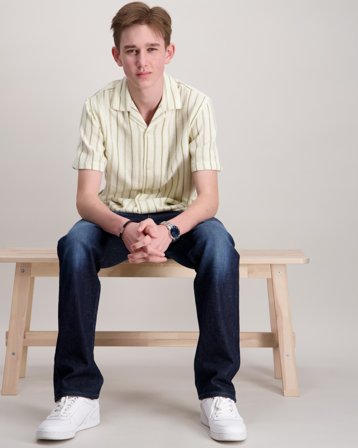 Jack & Jones JORCOBA STRIPE RESORT SHIRT SS SN JNR Beige Hemden Jungen - Kids Brand Store