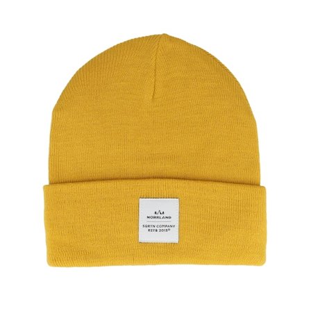 SQRTN - Noir cuff Bonnet - Wood Patch Beanie Mustard Cuff @ Hatstore