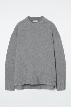 COS Women's Chunky Cashmere Crew Neck Jumper in Grey