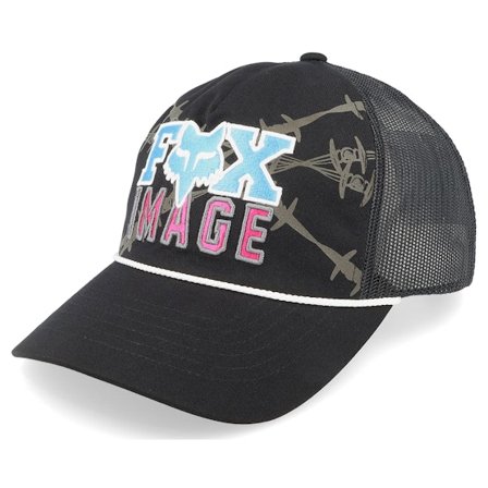 Fox - Black - trucker - Cap - Barb Wire Hat Black Trucker - Hatstore
