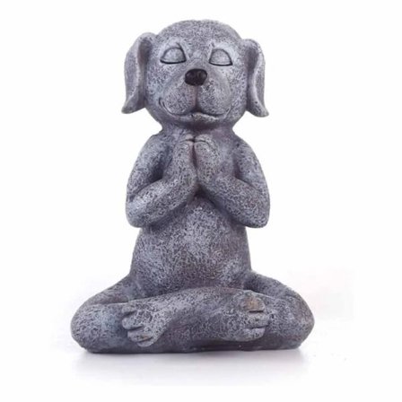 Mediterende hundestatue Buddha. Fred og ro, perfekt til din fedthave., (Mediterende hund grå)