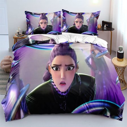 Huntrix Trykt Sengesæt | 1 Dynebetræk + 2 Pudebetræk (Anime-tema)]RH-14]230*220cm sæt med tre dele RH-14{ROG}