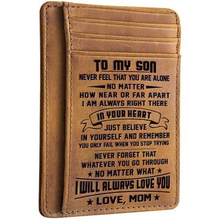 Graverad läderplånbok för män - Till min son, jag kommer A