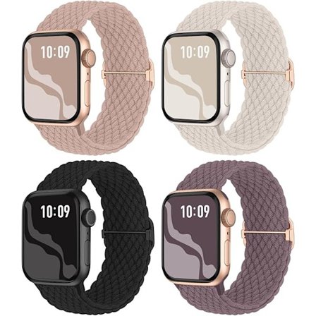 4 st flätade armband kompatibla med Apple Watch-rem, stretchiga armband elastiska sportarmband
