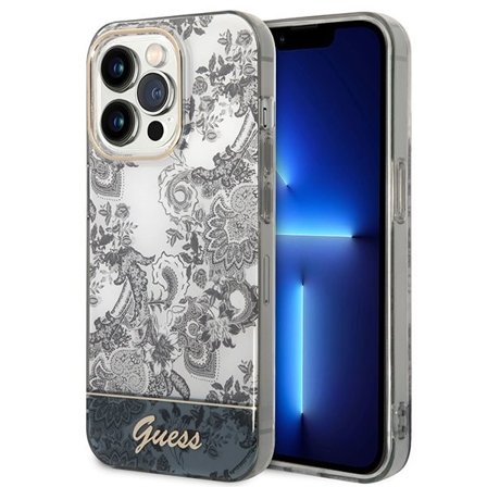 Guess GUHCP14LHGPLHG iPhone 14 Pro 6.1" harmaa kovakotelo Porcelain Collection, harmaa
