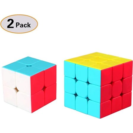 2 stk. Rubiks kube 3x3|2x2 uten klistremerker, kubeleker for barn