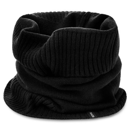 Kaleb | Black Merino Kane Tube Scarf for Men - Winter Scarves