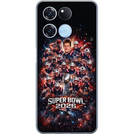Kompatibel Mobilcover til OnePlus Ace Racing Super Bowl 2026 plakat med New England Patriots og NFL-pokal i eksplosiv sportsdesign