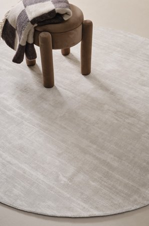 Jotex - Rund Viskoseteppe ø 200 Cm Bomull/Viskose Hvit ANELA - Kjøp Viskosetepper hos Jotex