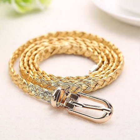 Tynd, smal flettet bælte med spænde til kvinder