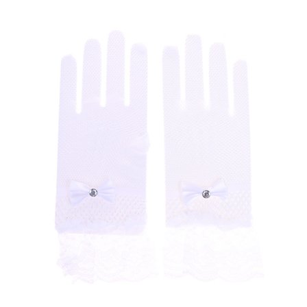 Korte blondehansker for kvinner, transparente fiskenetthansker for ball og fest, hvit 2
