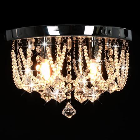 Vidaxl Taklampa Med Kristallpärlor Silver Rund 4 X G9-lampor Silver