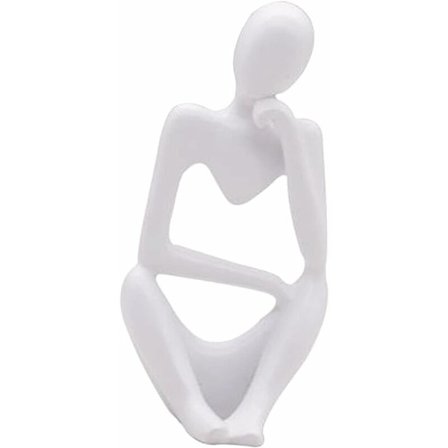 Tænkeren Statue, Resin Tænker Skulptur Abstrakt Statue Moderne Karakter Figurer Hjem Indretning Kontor Skrivebord Ornament Fødselsdagsgaver Hvid Højre