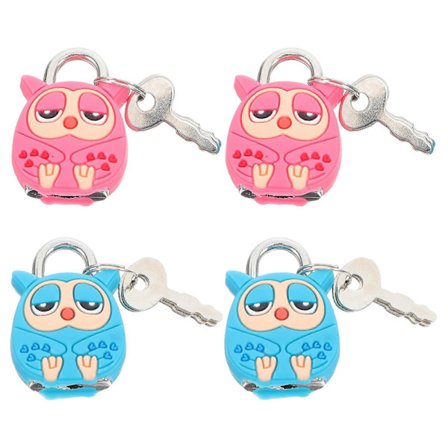 Liten Dagbok Hengelås Søt Tegneserie Mini Metall Hengelåser For Hjemmebruk 4 stk