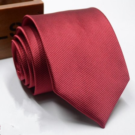 Herre Satin Ensfarvet Slips Sæt, Rød