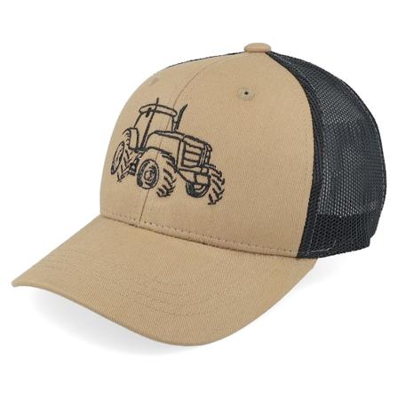 Kiddo Cap - Kids Tractor Outline Caramel/Black Trucker Trucker Beige Cap - @ Hatstore