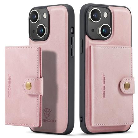 iPhone 15- L derpl nboksfodral med magnetiskt h llare Pink gold