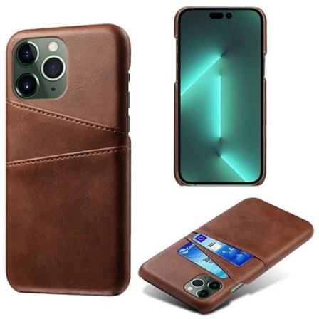 iPhone 15 Pro Max -puhelinkotelo korttikotelolla PU-nahka - ruskea