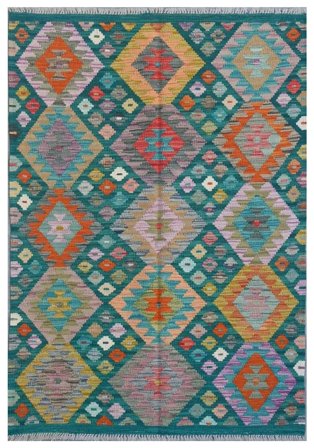 Handgeweven Kelim Afghan Old Style Vloerkleed 100X148