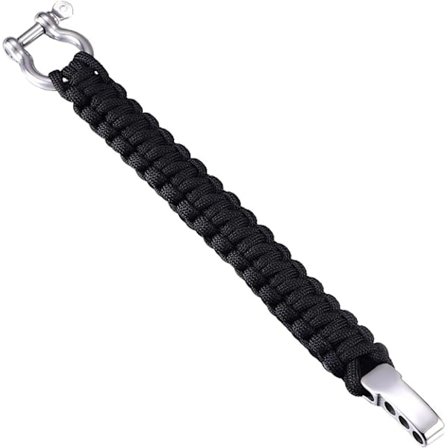 Paracord Overlevelsesarmbånd til Mænd i Rustfrit Stål Flettet Udendørsarmbånd