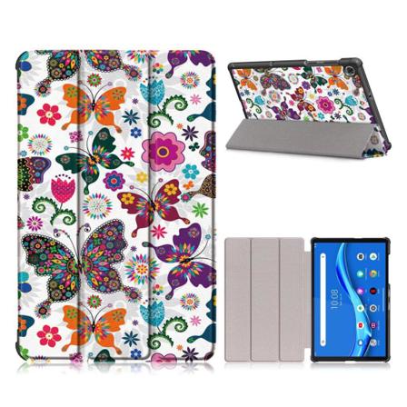 Lenovo Tab M10 FHD Plus tri-fold mønster læderetui - Sommerfugl Blomster Multicolor