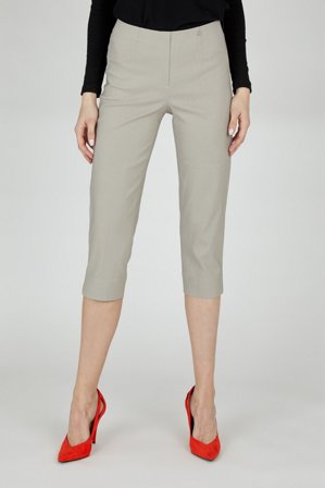 Robell - Marie Capri Bengalin Bukser - Sand - Straight Fit / Elastik i Taljen