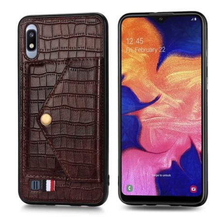 Glatt deksel med kortholder - Samsung Galaxy A10 Brun