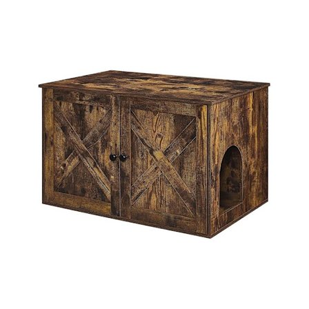 Rootz kattebakkeskab - Skjult kattebakkeskab - Multifunktionel kattebakke - Træaffaldsboks - Dekorativ affaldsspand - Spånplade - Vintage brun - 80 x