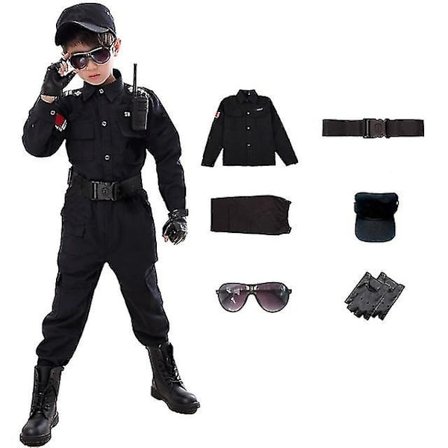 Barn Trafik Special Polis Halloween Karneval Fest Performance Polis Uniform Barn Army Pojkar Cosplay Kostymer 110-160 cm