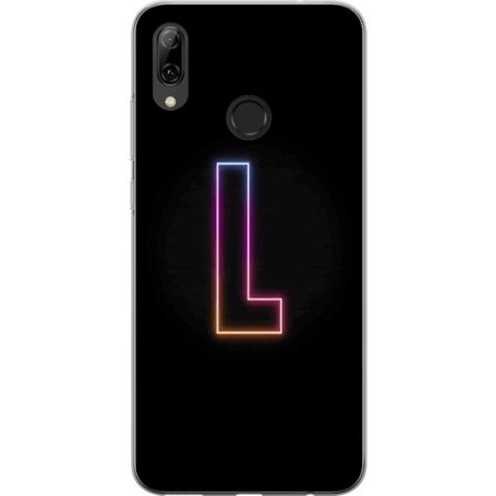 Yhteensopiva Puhelinkuori Huawei Huawei P smart 2019 Minimaalinen neonkirjain L pehmeästi vaihtuvassa värivalossa mustaa taustaa vasten, puhdas graa