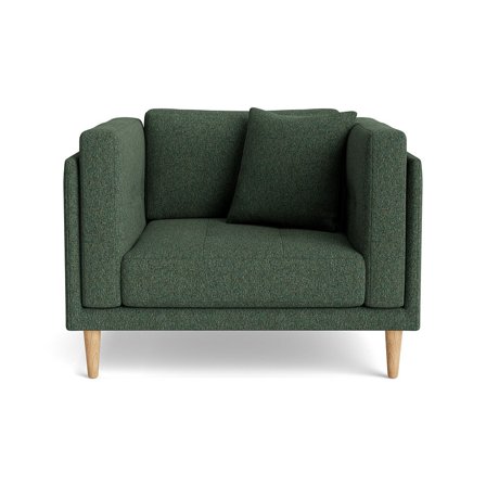 Cali Sessel in Hygge Grün, einfarbig, skandinavischer Stil, extra breite Sitzfläche 72cm, bequeme Nozag-Federung, Polsterung, Breite 76cm.