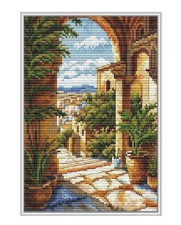 Kirjontapakkaus Taulu Välimeren valo