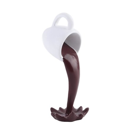 Nyhet Flytende Kaffekopp Skulptur Harpiks Kaffekopp Flytende Spilling Kaffekopp Skulptur for Hjem Desk Ornamenter Dekor