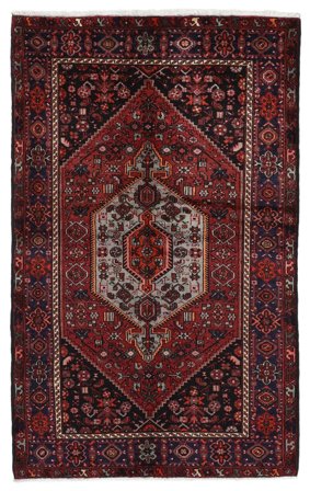 Handgeknüpft Persischer Hamadan Teppich 146X232 Schwarz/Dunkelrot