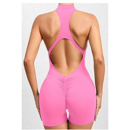 Korkeavyötäröiset vetoketjulliset urheilu-joogahousut persikkamuotoisella takamuksella, yksiosainen nopeasti kuivuva laskostettu fitness-haalaripuku