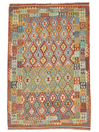 207X313 Dywan Orientalny Kilim Afgan Old Style Brunatny/Zielony (Wełna, Afganistan)