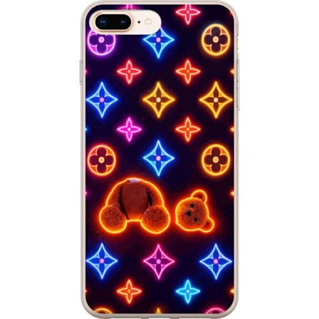Kompatibelt Mobildeksel til Apple Apple iPhone 8 Plus Neonfarget luksusmønster med en glødende teddybjørn i pop-art-estetikk