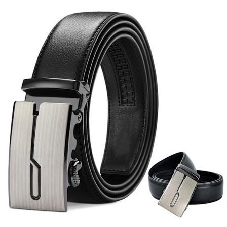 Miesten nahkavyö, automaattinen soljellinen nahkavyö säädettävällä soljella, 3,5 cm, musta miesten vyö