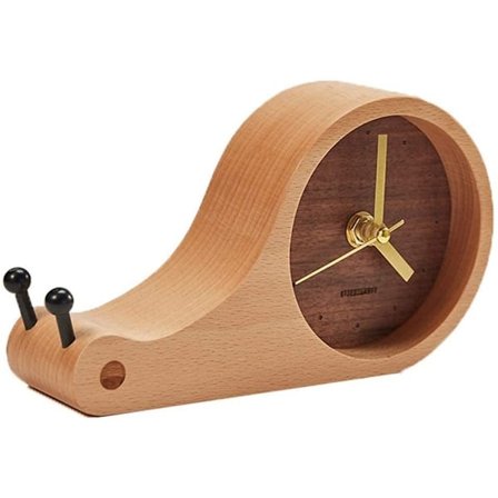 Klassinen pöytäkello, puinen etanamelöity pöytäkello, tarkka hiljainen toiminta, paristokäyttöinen kvartsipöytäkello, pöytäkoriste (väri: ruskea)