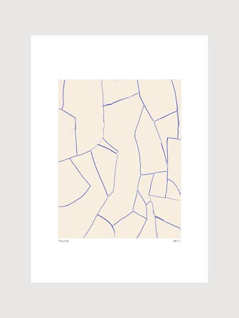 Poster med abstrakt linjemönster i blått | Kunstary.com, 70x100 cm