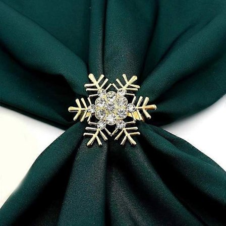 10 st Snöflinga Servettringar Jul Servettringhållare i guld
