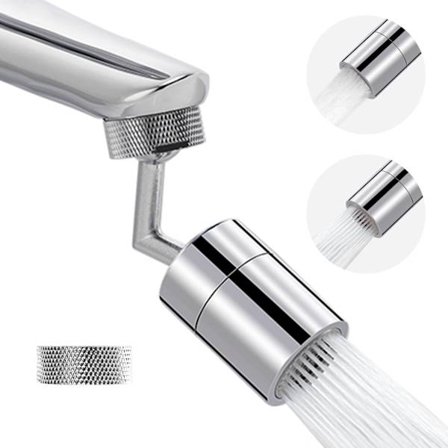 Haneventilator til Vandhane, Hun-Han Gevind, 720° Dobbeltfunktion Vandhanehoved